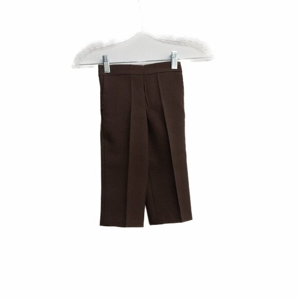 Boys Brown Dress Pants Solid Pull On Straight Dual Pocket Stretchable Waist 2 - Picture 4 of 7